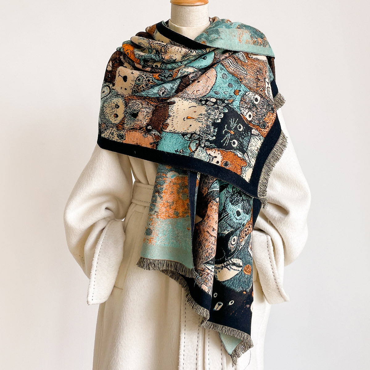 Écharpe à franges en imitation - Pashmina Wrap Large avis et prix